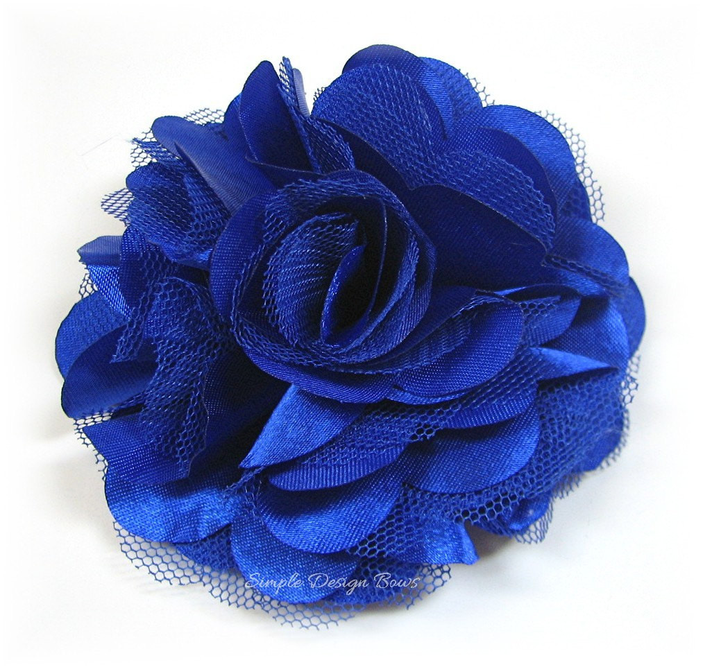 Flower Pins
 Royal Blue Flower Hair Clip or Brooch 3 by simpledesignbows