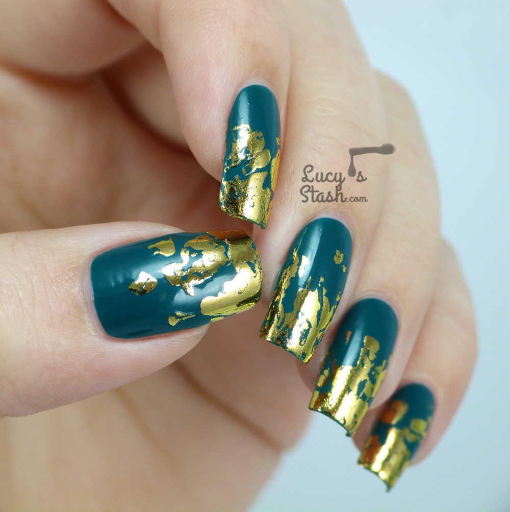 Foil Nail Designs
 Distressed Gold Nail Foil Design with TUTORIAL Lucy s Stash