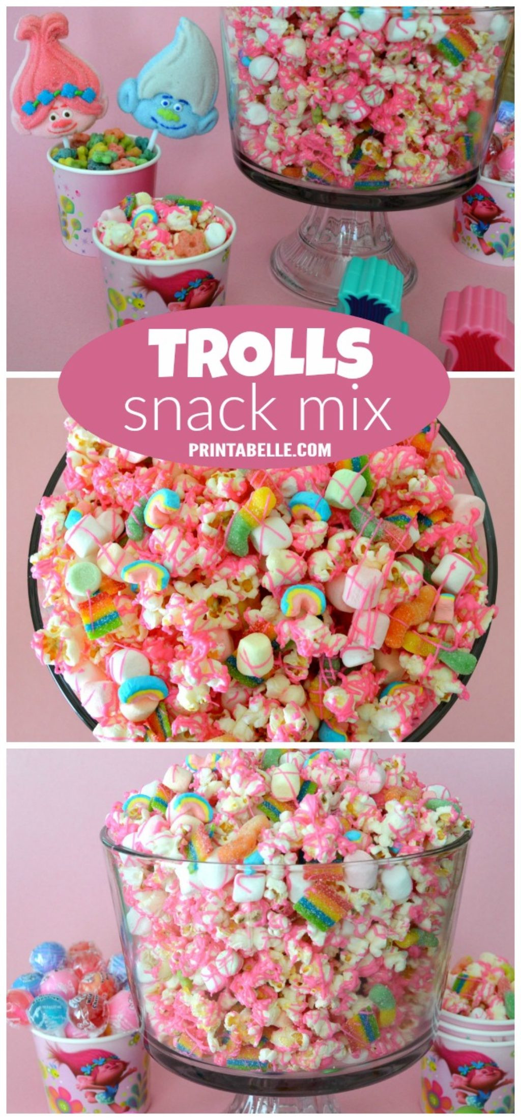 Food Ideas For A Troll Birthday Party
 Poppy’s Pink Trolls Party Snack Mix – Party Printable