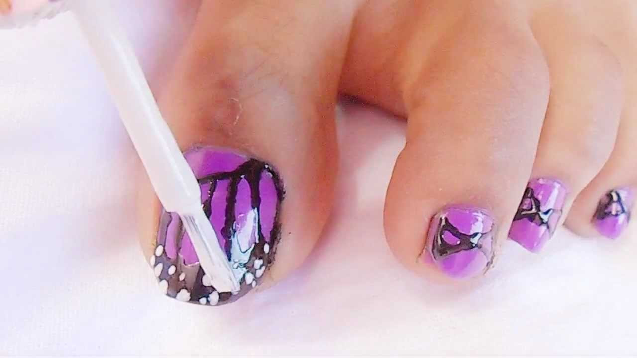 Foot Nail Art
 Cute Butterfly Nail Art Bow Butterfly Nail Art For Toe