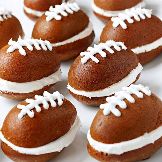 Football Desserts Recipes
 Pumpkin Football Whoopie Pies