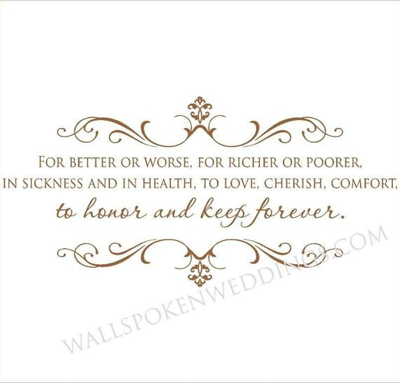 For Better Or For Worse Wedding Vows
 FOR BETTER OR WORSE Vow Decal Wedding Decorations Wall Words