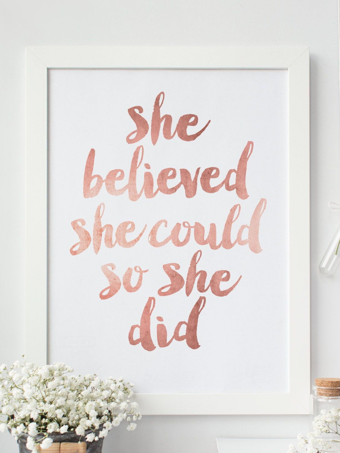 Framed Inspirational Quotes
 Inspirational Print "She Believed She Could So She Did