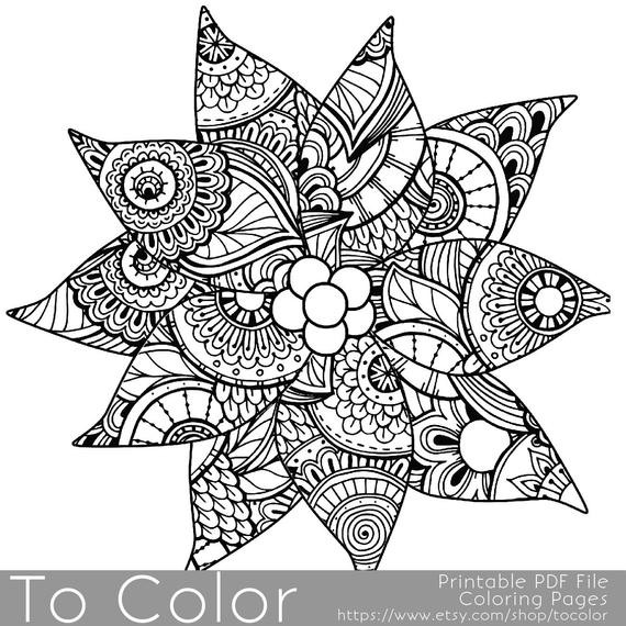 Free Adult Coloring Book Pdf
 Christmas Coloring Page for Adults Poinsettia Coloring Page