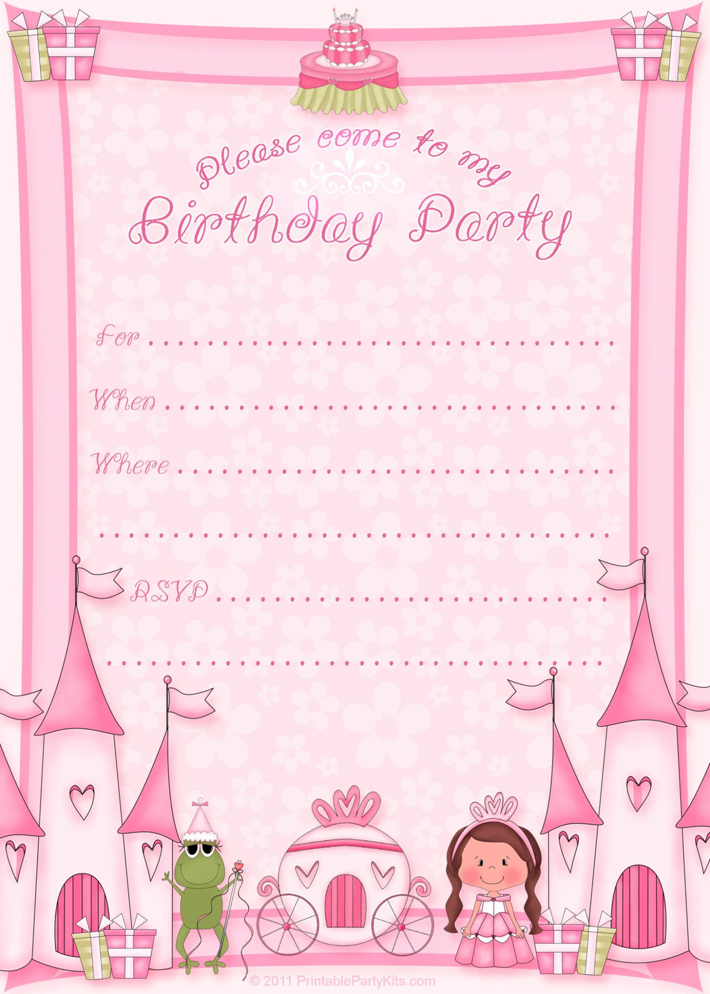 Free Birthday Invitation
 Free Printable Princess Birthday Party Invitations