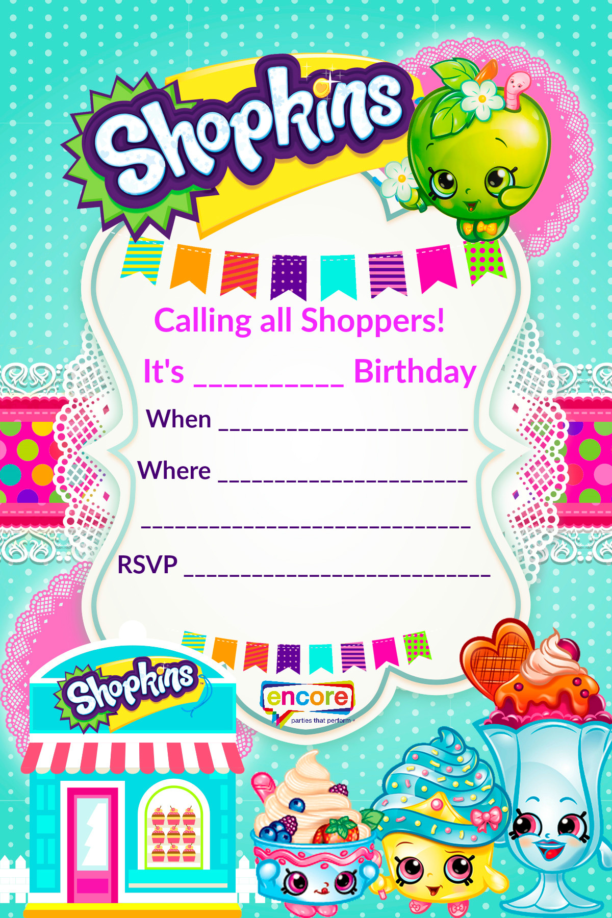 Free Birthday Invitation
 Shopkins Party Invite Download FREE