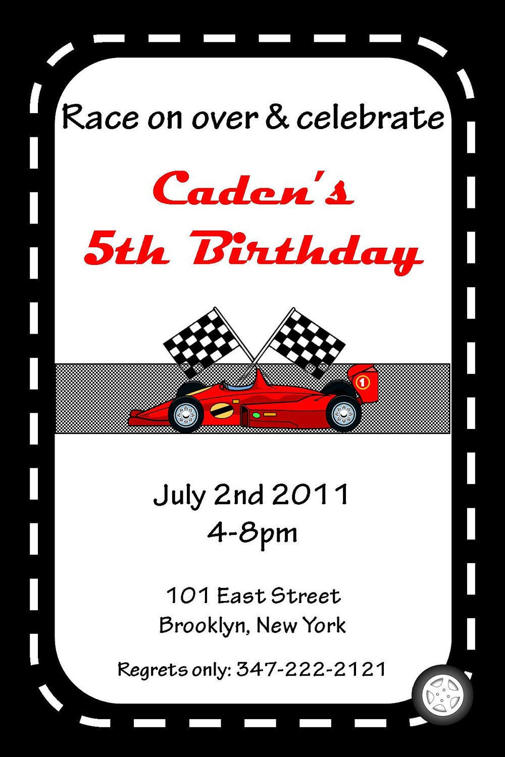 Free Birthday Invitation
 PRINTABLE Race car theme Custom Birthday by