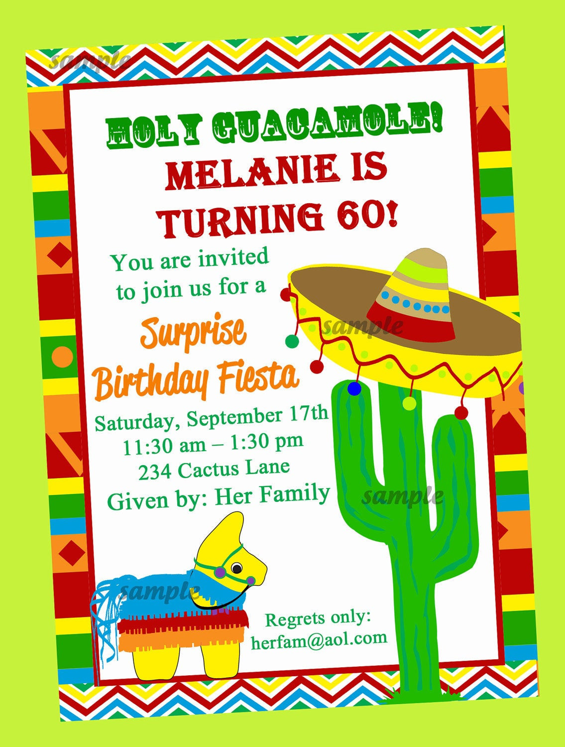 Free Birthday Invitation
 Fiesta Party Invitation Printable or Printed with FREE