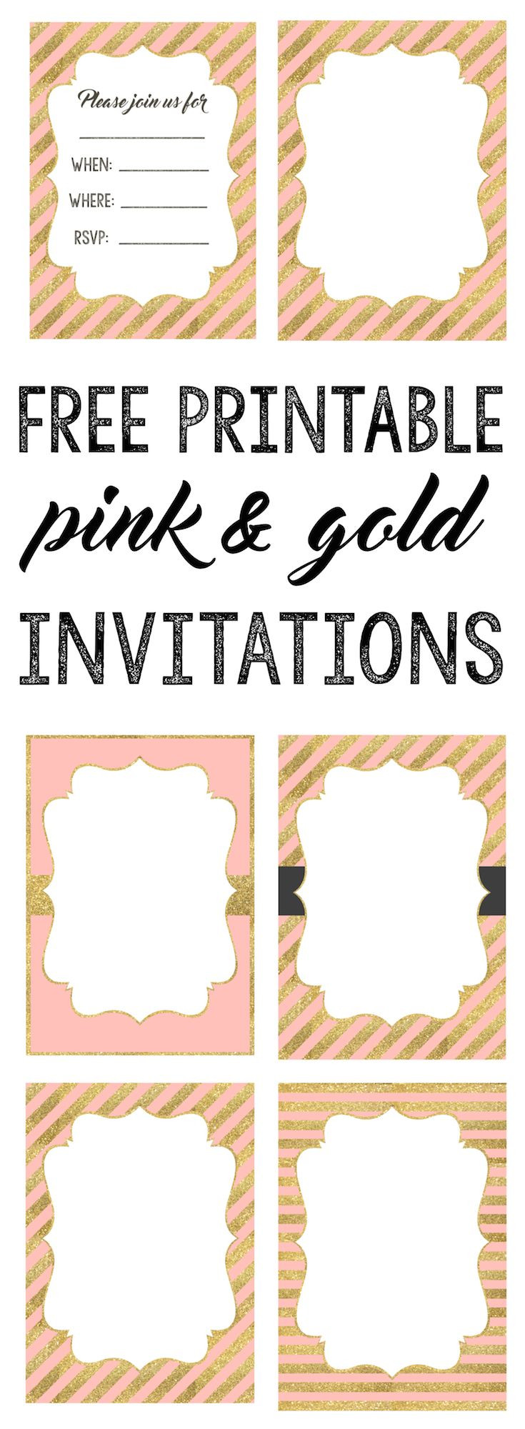 Free Birthday Invitation
 Pink and Gold Invitations Free Printable
