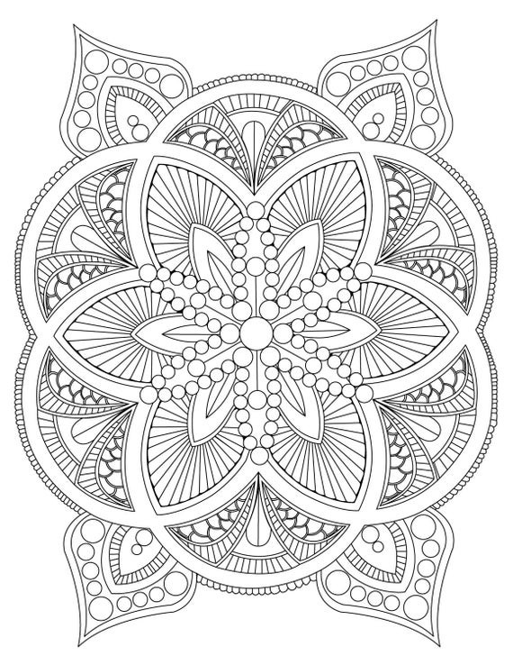 Free Coloring Pages Adult
 Abstract Mandala Coloring Page for Adults Digital Download