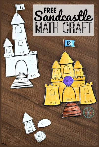 Free Crafts For Preschoolers
 Sandcastle Subtraction Math Craft – Kindergarten