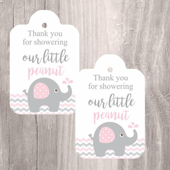 Free Printable Baby Shower Gift Tags
 Printable Elephant Baby Shower Favor Tags Pink and Grey