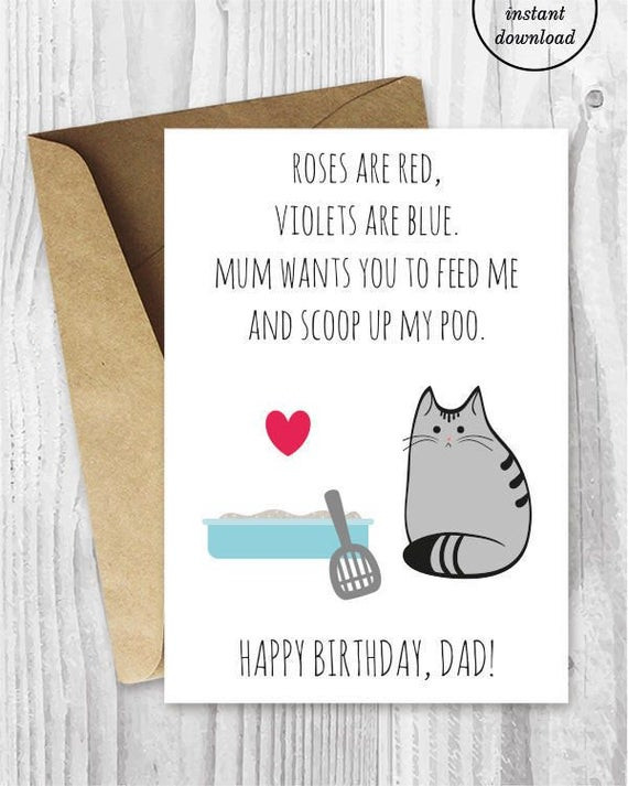 Free Printable Birthday Cards For Him
 DIY for Him Birthday Card Printable for Dad UK Funny Cat