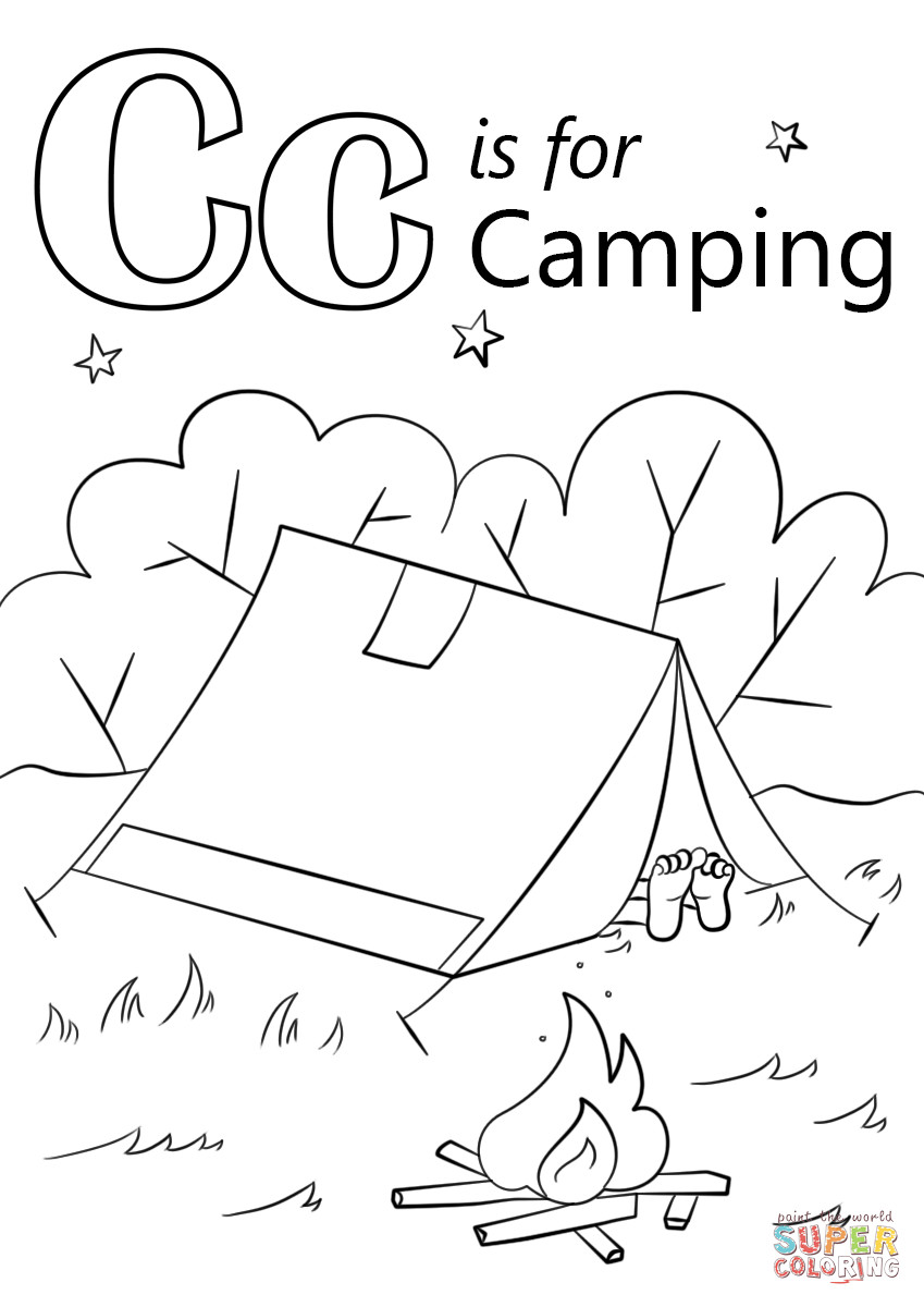 Free Printable Camping Coloring Pages
 Letter C is for Camping Super Coloring