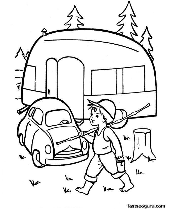 Free Printable Camping Coloring Pages
 10 images about camping digital stamps on Pinterest