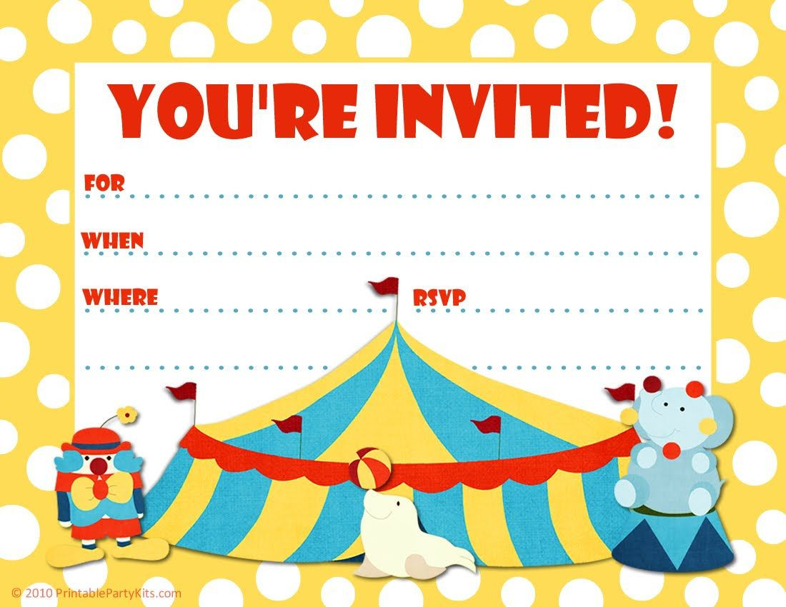 Free Printable Carnival Birthday Invitations
 Free Printable Party Invitations Big Top Circus Themed