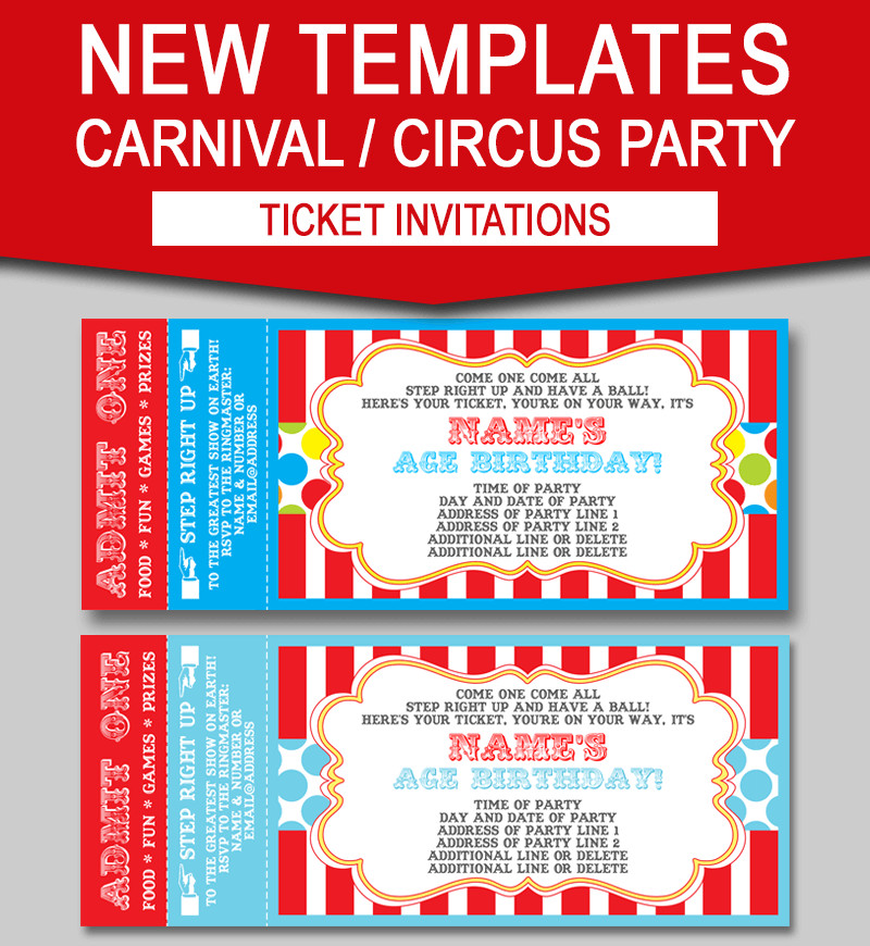 Free Printable Carnival Birthday Invitations
 Editable Carnival Ticket Invitations