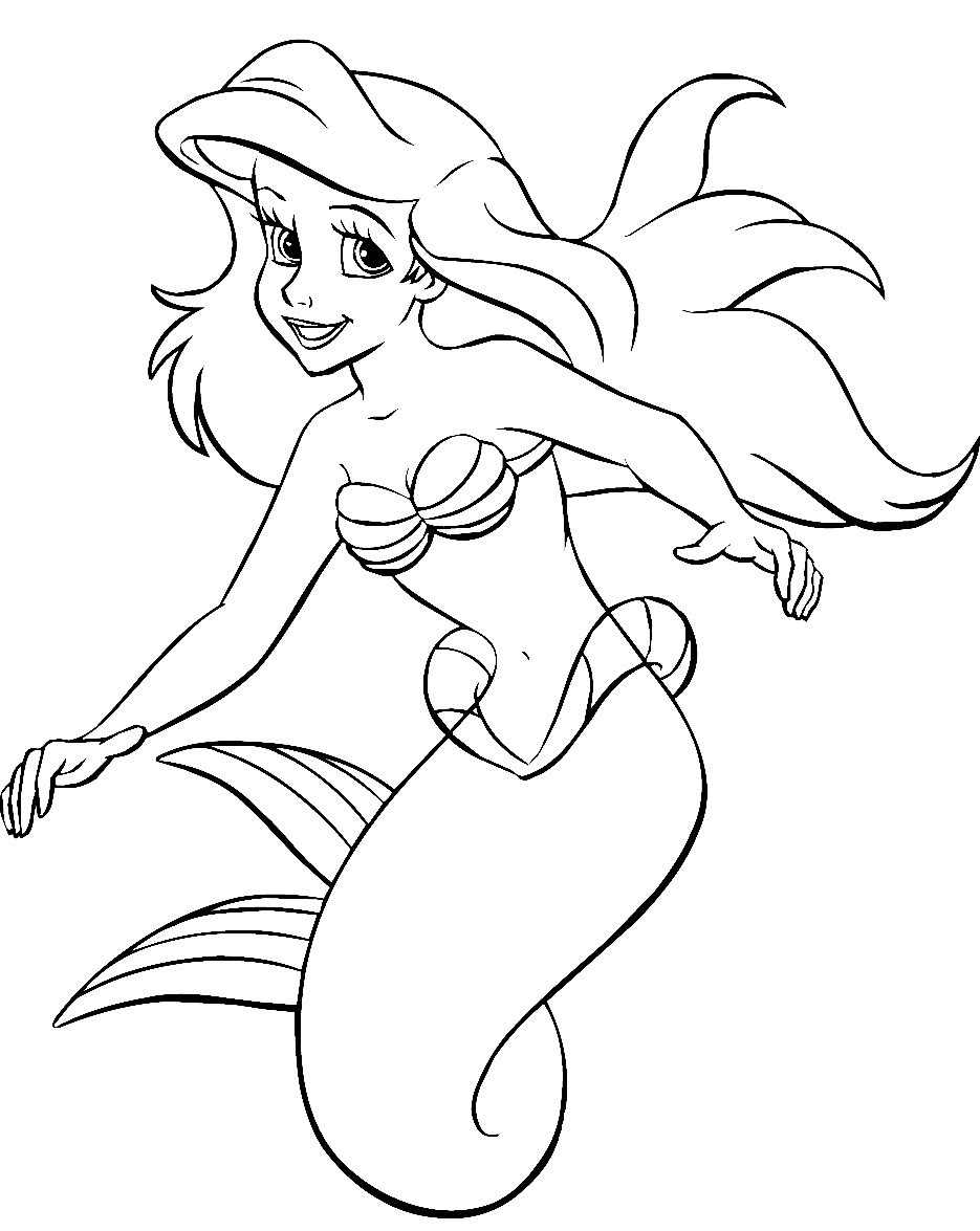 Free Printable Mermaid Coloring Pages
 Ariel And Flounder Drawing Coloring Coloring Pages