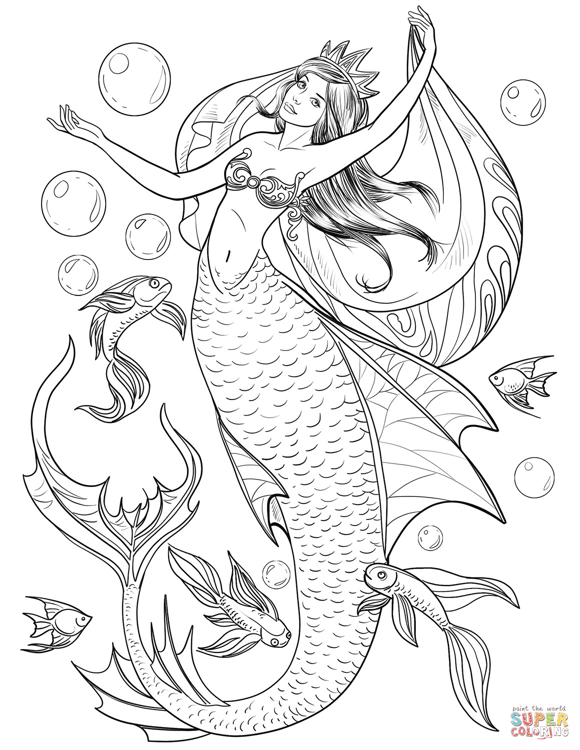 Free Printable Mermaid Coloring Pages
 Mermaid coloring page