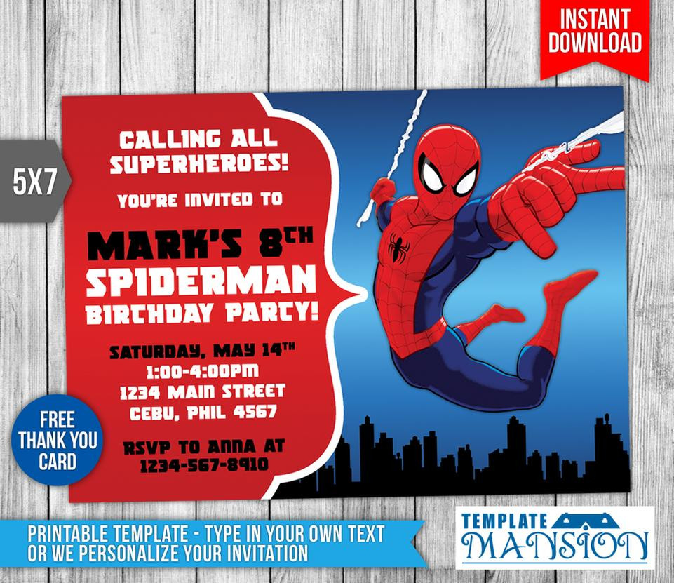 Free Printable Spiderman Birthday Invitations
 Spiderman Invitation Birthday Invitation PSD by