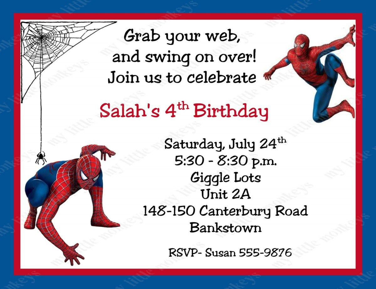 Free Printable Spiderman Birthday Invitations
 Spiderman Birthday Invitations Personalized Free
