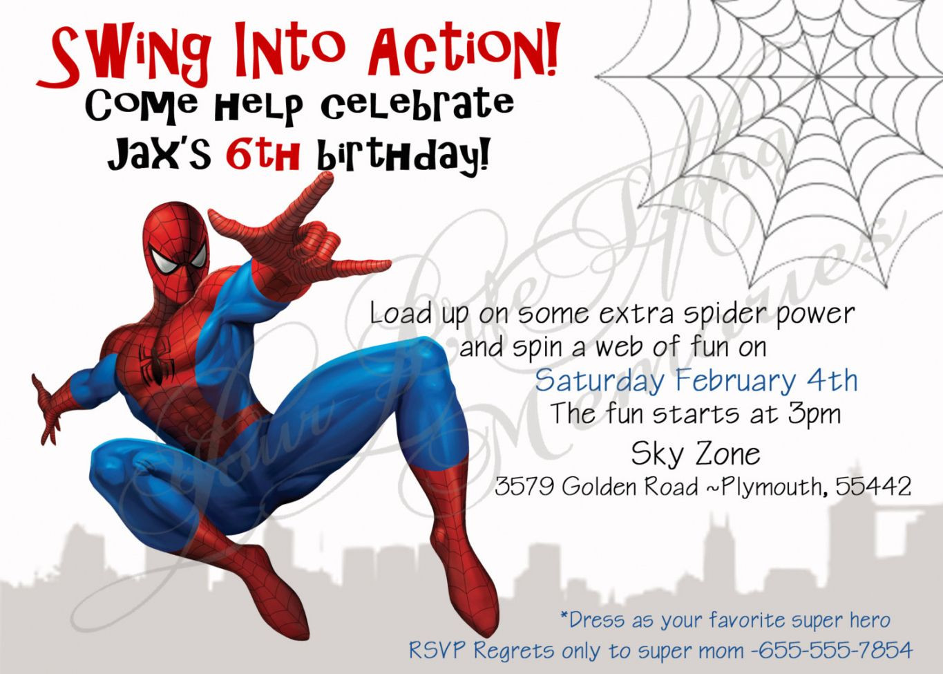 Free Printable Spiderman Birthday Invitations
 New Spiderman Birthday Invitation Card Template 4K in 2019