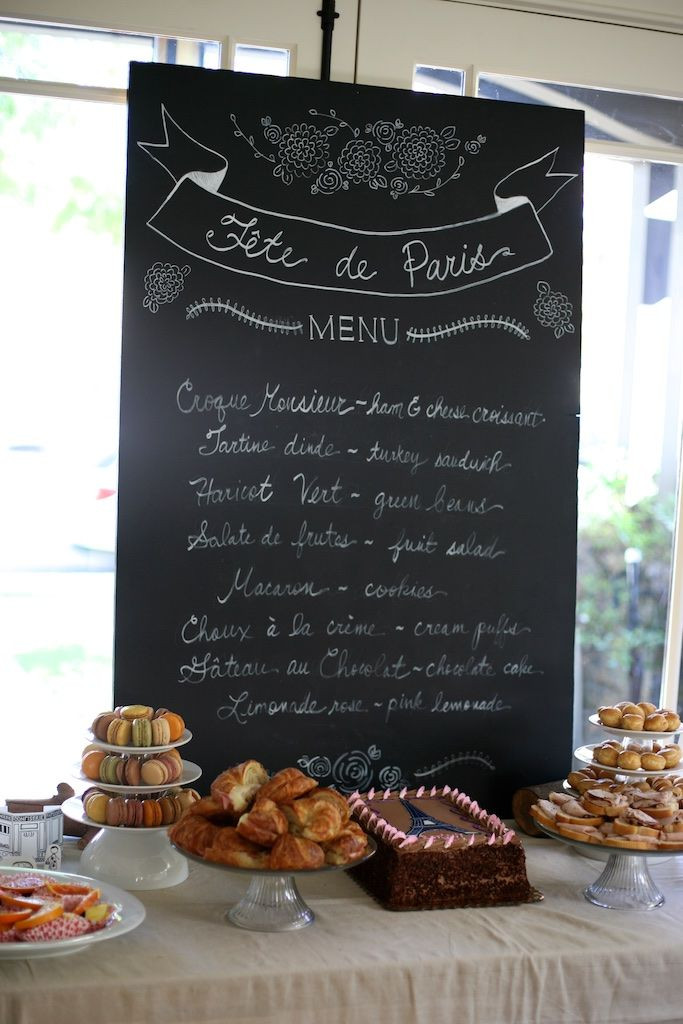 French Dinner Party Ideas
 Easy Chalkboard Menu DIY for any Kids party but