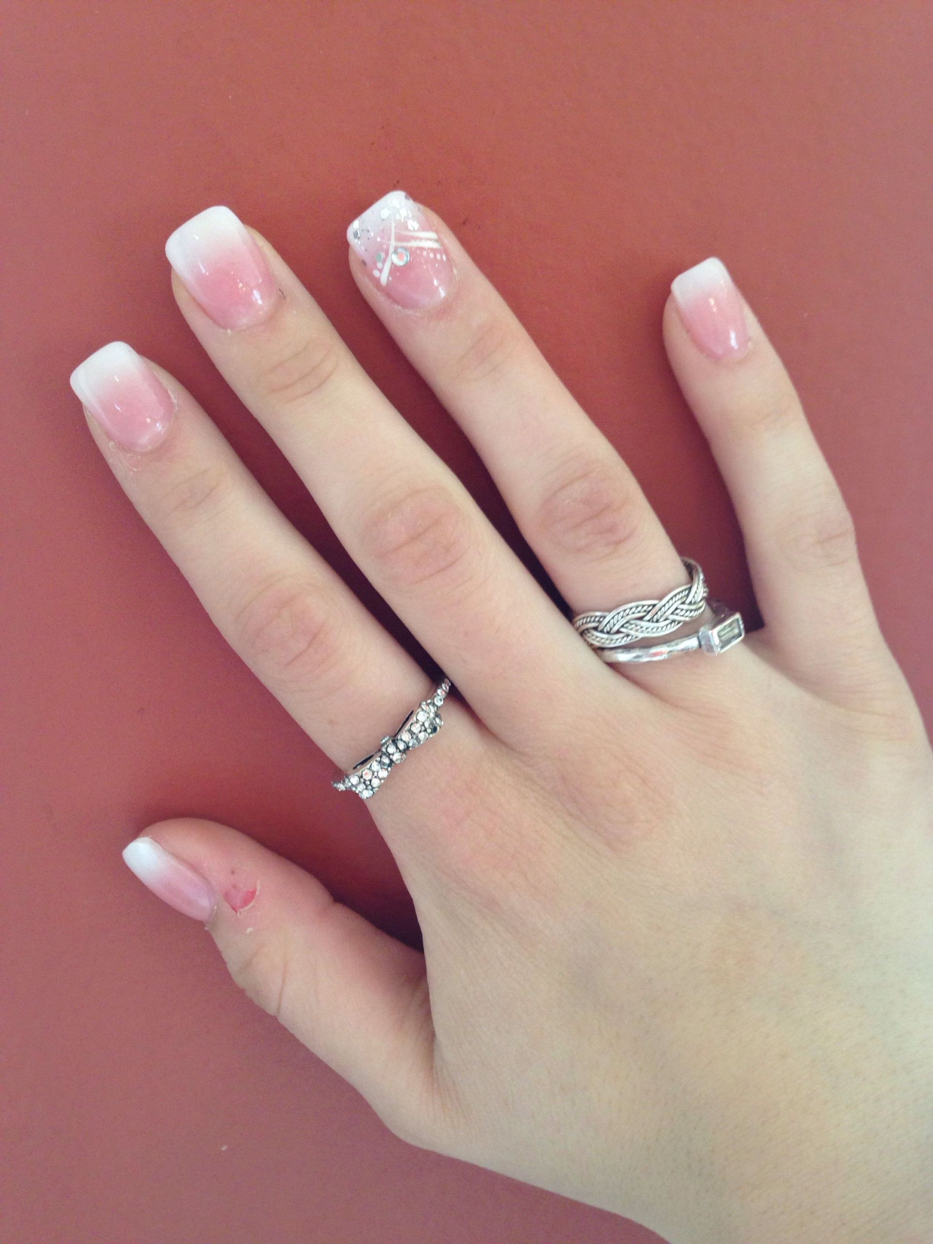 French Manicure Acrylic Nail Designs
 Full set acrylics Ombre faded French manicure with