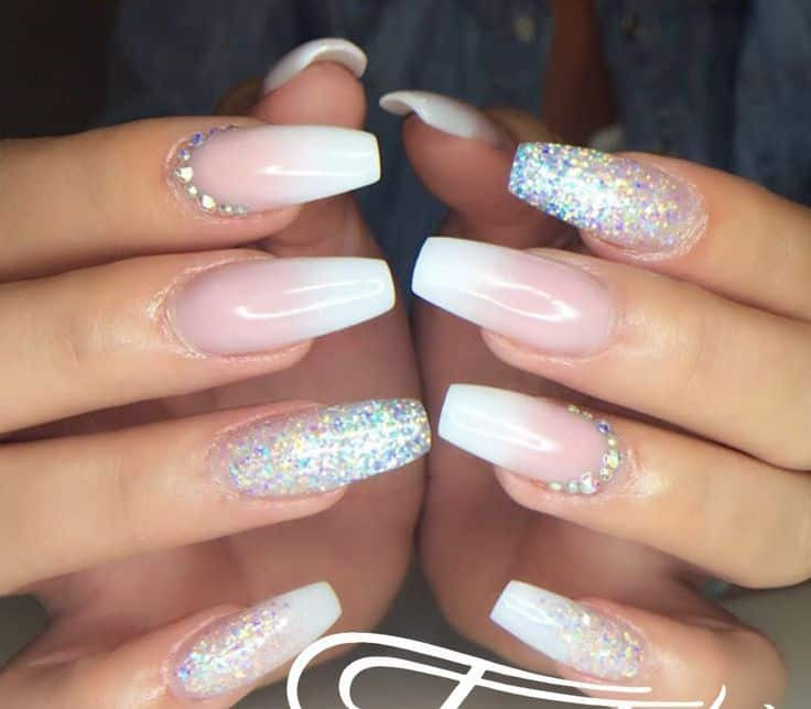 French Ombre Nails With Glitter
 35 Gra nt Glitter Ombre Nails to Add Glam – NailDesignCode