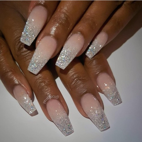 French Ombre Nails With Glitter
 Nails on Black Women