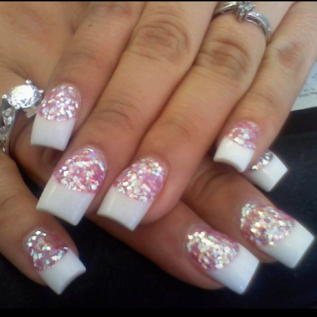 French Tip Acrylic Nails With Glitter
 496 best ♥ Dope Nails ♥ images on Pinterest
