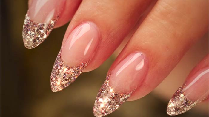 French Tip Acrylic Nails With Glitter
 sparkly glitter french tip acrylic nails