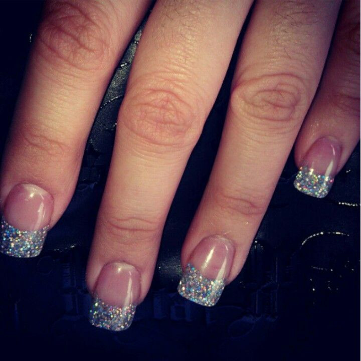 French Tip Acrylic Nails With Glitter
 Glitter french acrylic nails nails