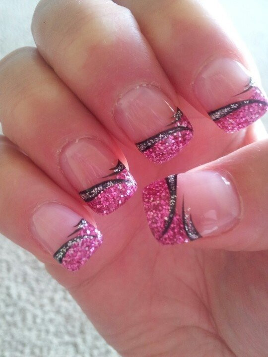 French Tip Nail Designs With Glitter
 Glitter French Tip with Nail Art 62 Fabulous French Tip
