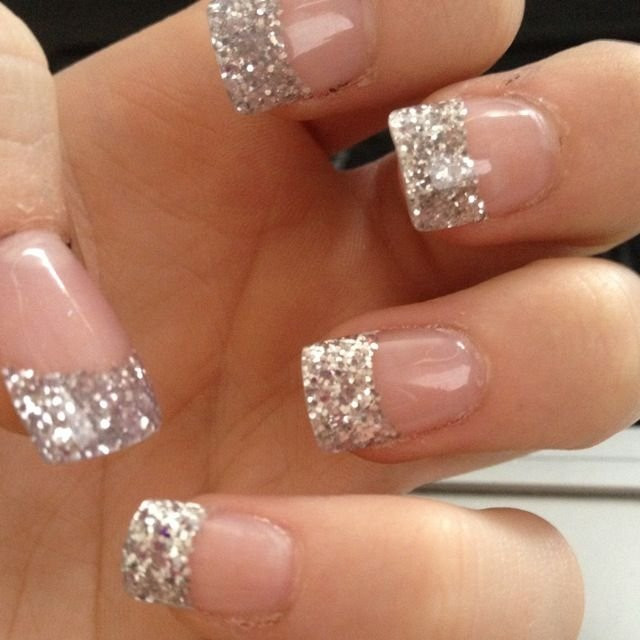 French Tip Nail Designs With Glitter
 Gmispace Silver Glitter French Nails
