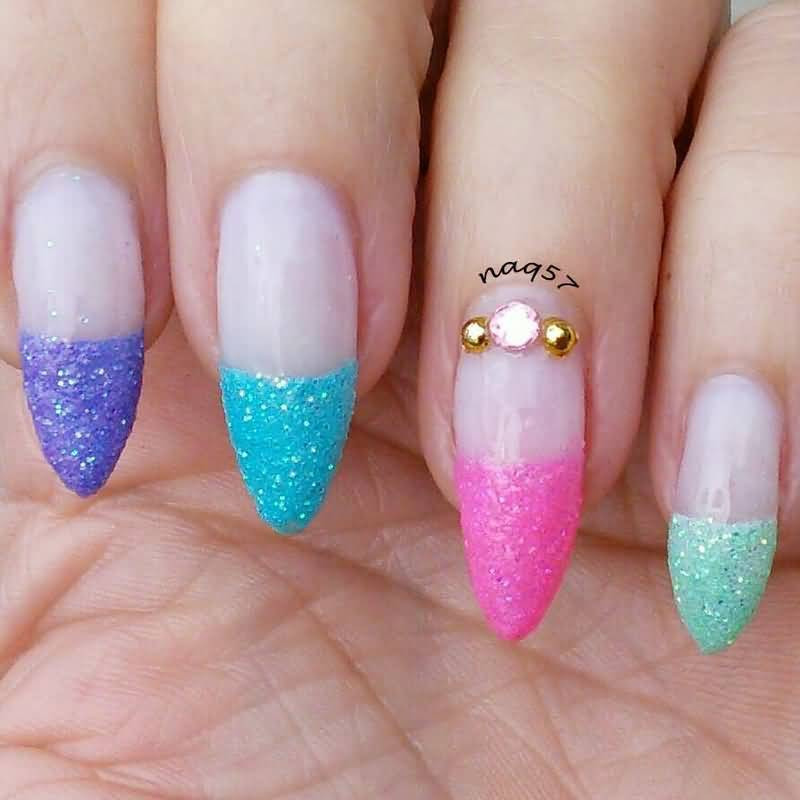 French Tip Nail Designs With Glitter
 50 Most Beautiful Glitter French Tip Nail Art Design Ideas