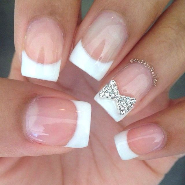 French Tip Wedding Nails
 Love This French Mani With Diamond Bow Bling Nail Art