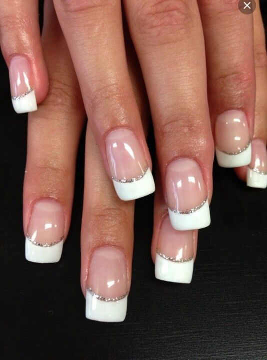 French White Tip Nail Designs
 Classic with touch of sparkle
