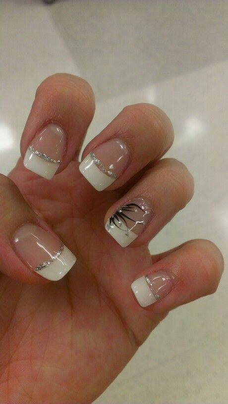 French White Tip Nail Designs
 White tips with design