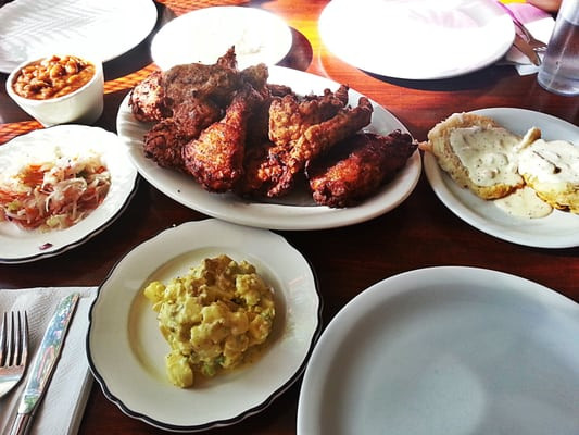 Fried Chicken Side Dishes
 Whole fried chicken and some side dishes