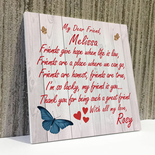 Friend Thank You Gift Ideas
 Personalised Best Friend Friendship Plaque Sign Thank You