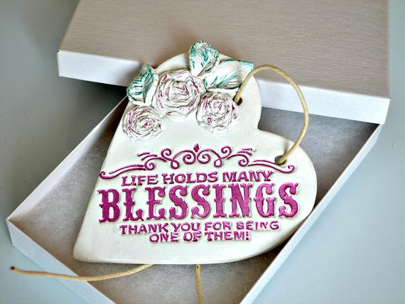 Friend Thank You Gift Ideas
 Religious thank you t Blessing quote clay heart plaque