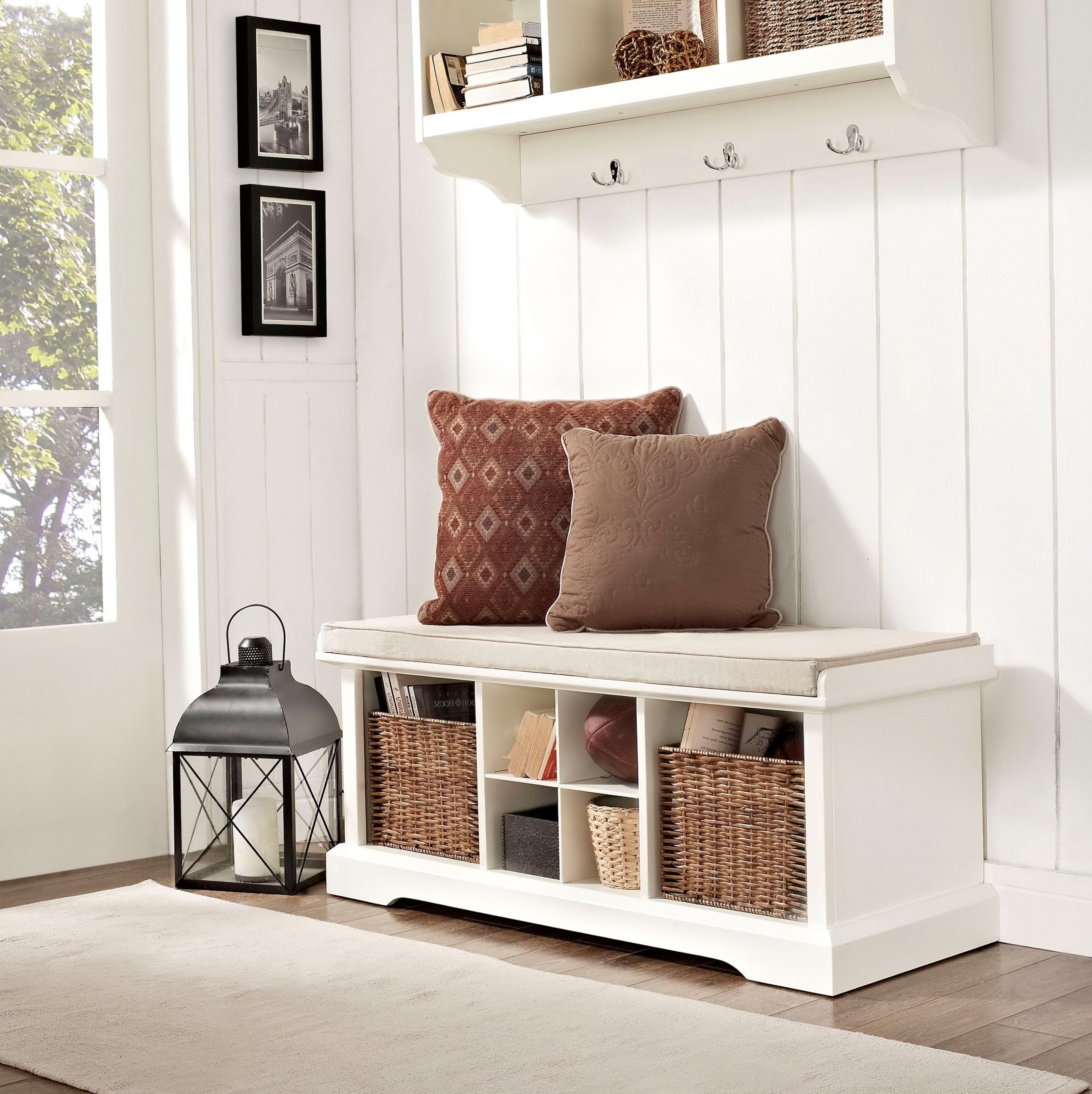 Front Entryway Storage Bench
 White Storage Bench With Cubbies