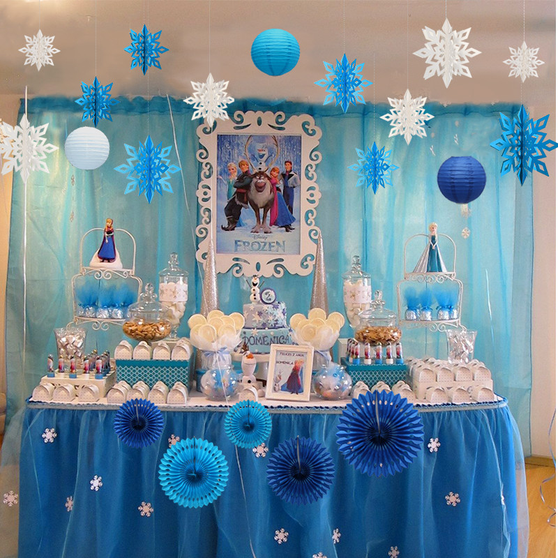 Frozen Birthday Decoration Ideas
 White Snowflake Garland New Year Lanterns Ornaments