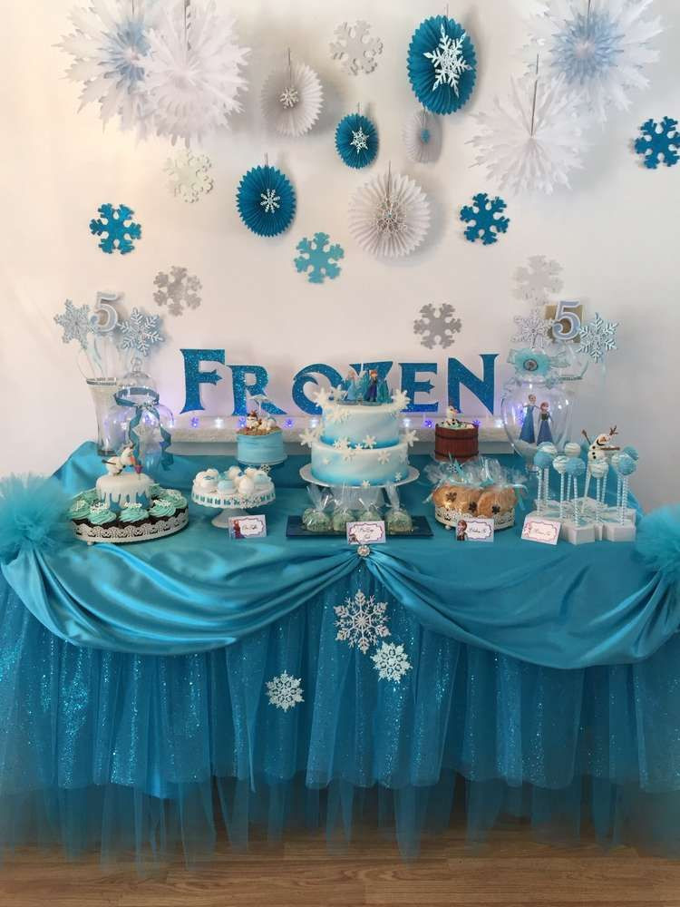 Frozen Themed Birthday Party
 Stunning dessert table at a Frozen birthday party See