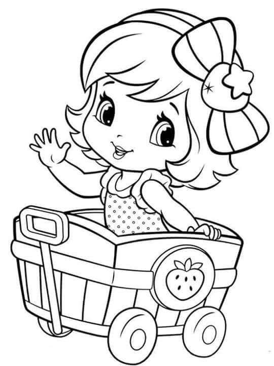 Fun Coloring Pages For Girls
 Baby Strawberry in wagon Coloring pages