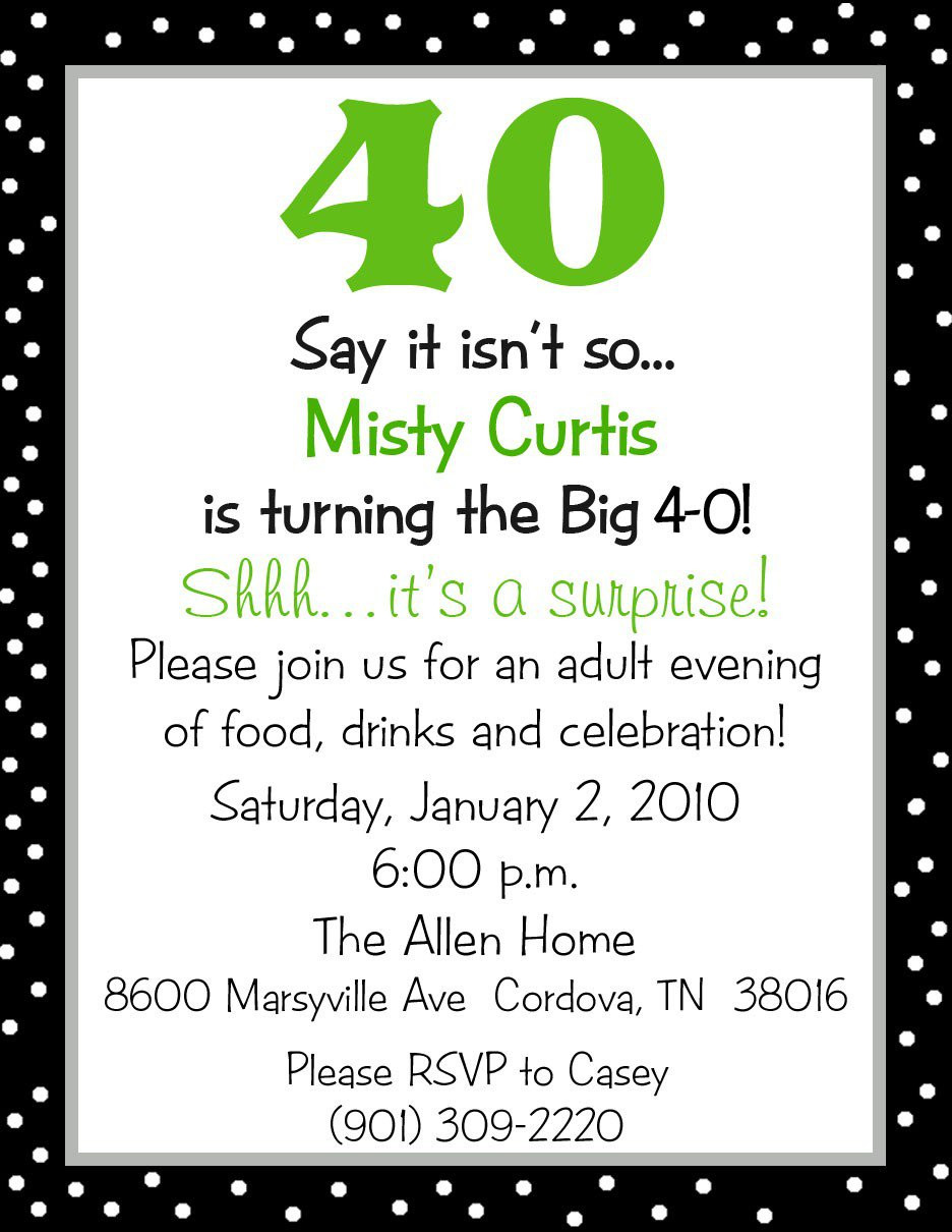 Funny 40th Birthday Invitations
 Surprise 40th Birthday Party Invitation Wording