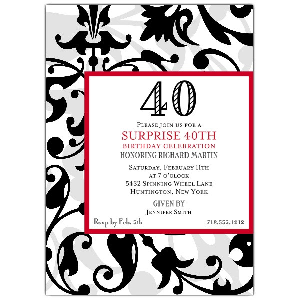 Funny 40th Birthday Invitations
 Fun Faux Flocked 40th Birthday Invitations