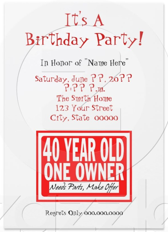 Funny 40th Birthday Invitations
 7 Funny Invitation Card Designs