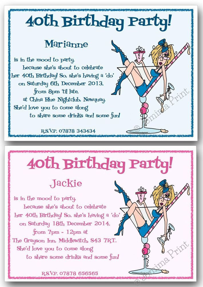 Funny 40th Birthday Invitations
 18th 21st 30th 40th 50th 60th personalised funny Birthday